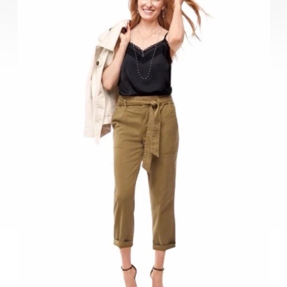 Cabi 5693 Paperbag Khaki Discovery Cropped Trouser Pants Tan Brown Women’s Sz 12